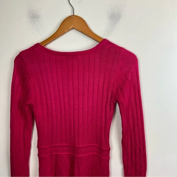 Jessica Simpson Fuchsia Pink Bright Long Sleeve A-Line Sweater Dress XS Fitted - Picture 5 of 11